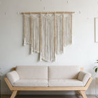 Macrame Wall Hanging with Intricate Fringes and Wooden Beads | Kelmera