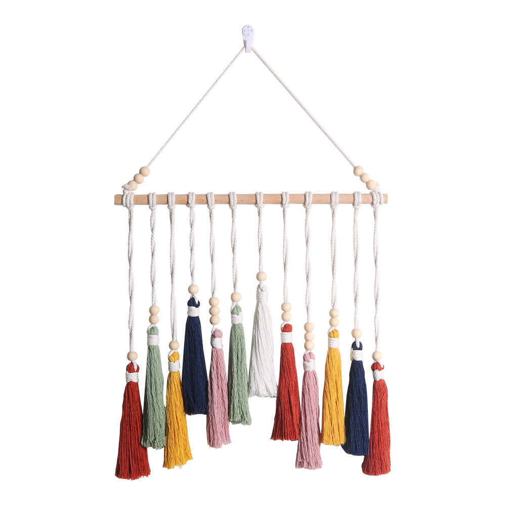 Macrame Wall Hanging with Tassels and Wooden Beads | Kelmera