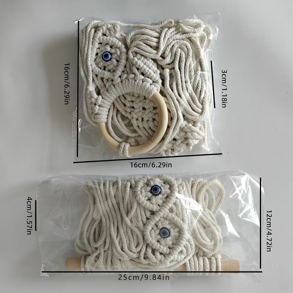 Macrame Wall Hanging with Wooden Ring and Decorative Elements | Kelmera