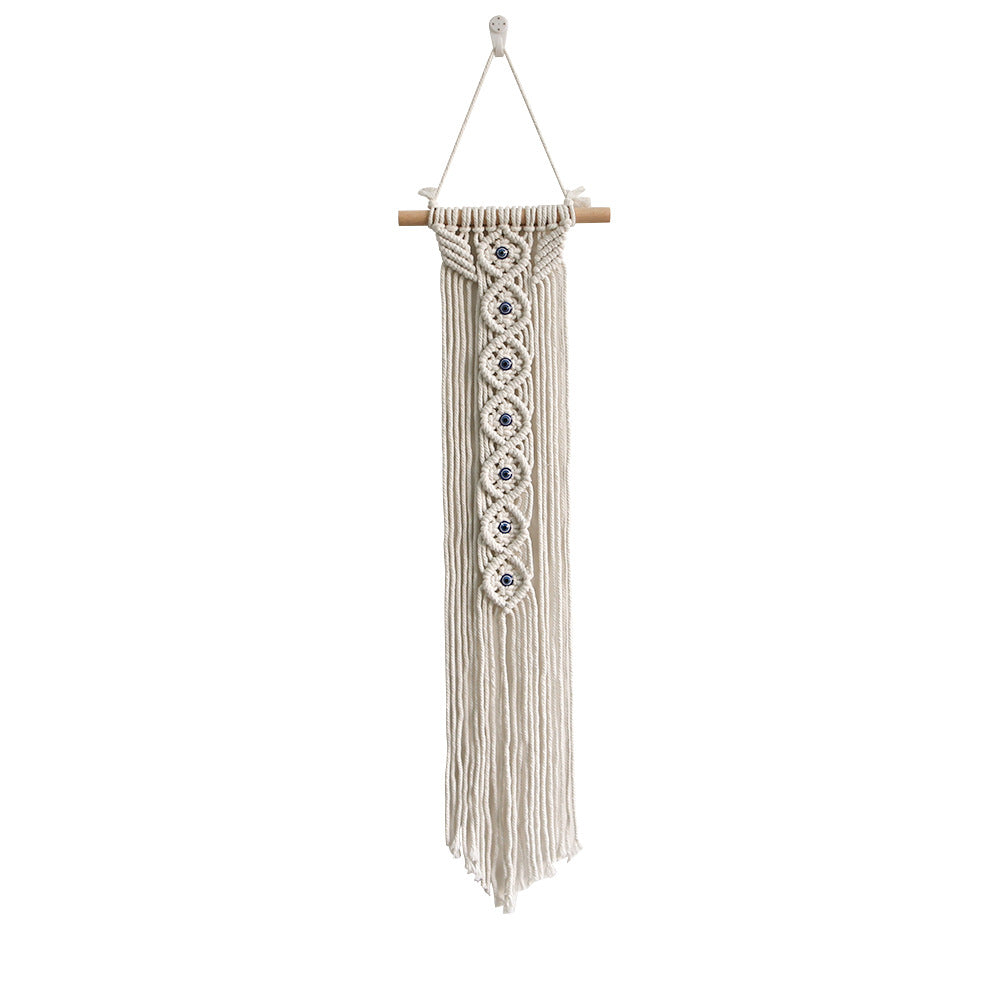 Macrame Wall Hanging with Wooden Ring and Decorative Elements | Kelmera