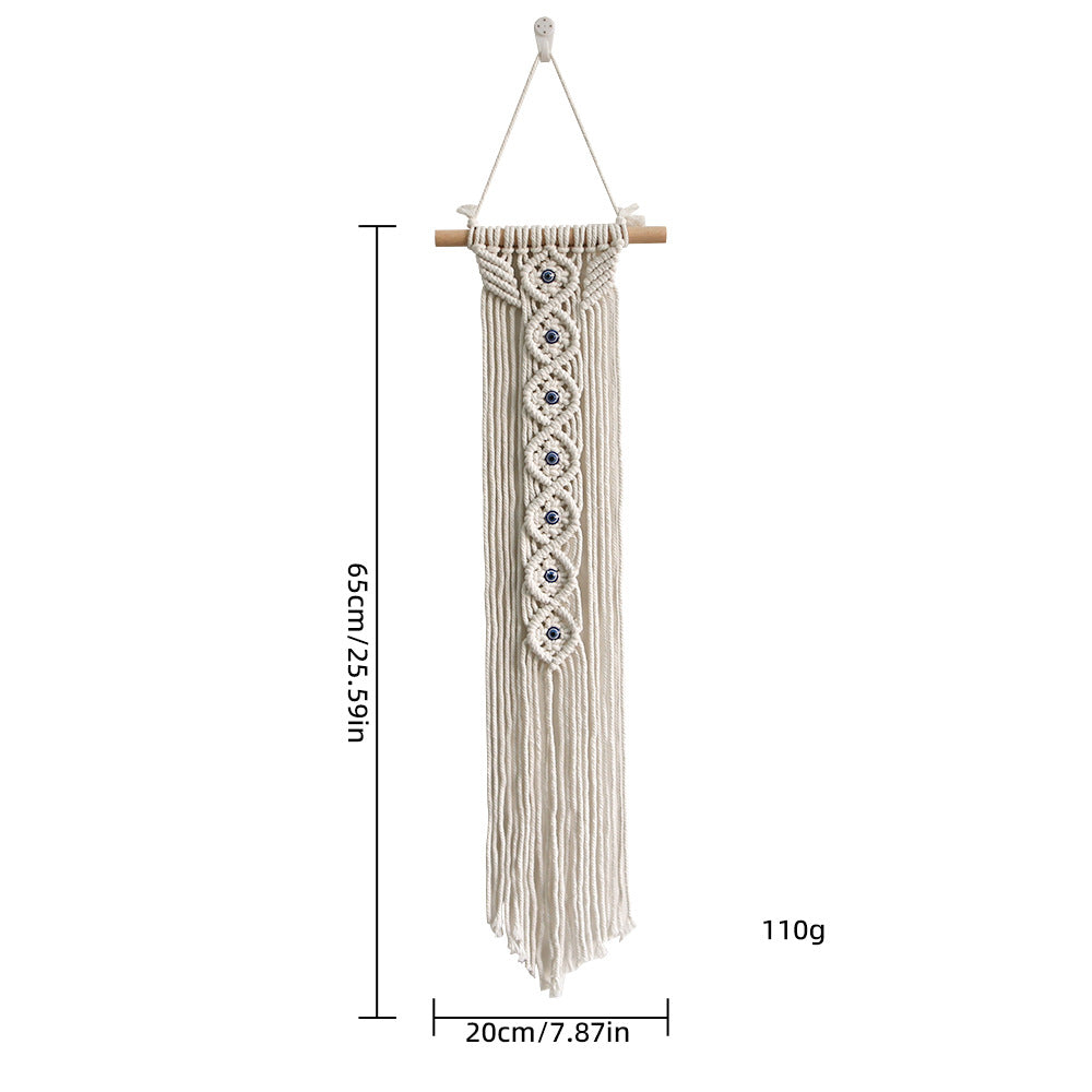 Macrame Wall Hanging with Wooden Ring and Decorative Elements | Kelmera
