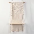 Macrame Wall Shelf with Integrated Plant Holder | Kelmera