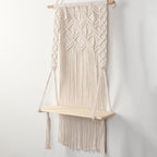 Macrame Wall Shelf with Integrated Plant Holder | Kelmera
