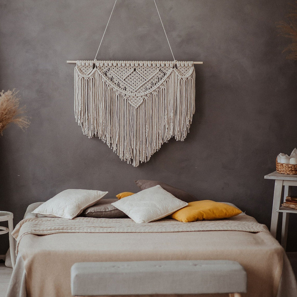Macrame Wall Tapestry with Artistic Fringes | Kelmera