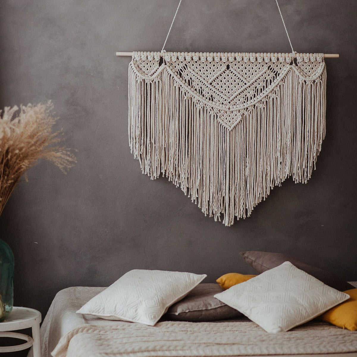 Macrame Wall Tapestry with Artistic Fringes | Kelmera