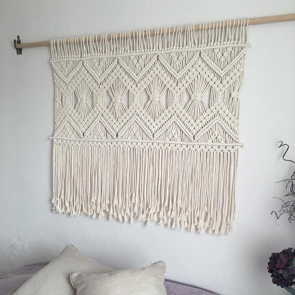 Macrame Wall Tapestry with Elegant Fringe | Kelmera