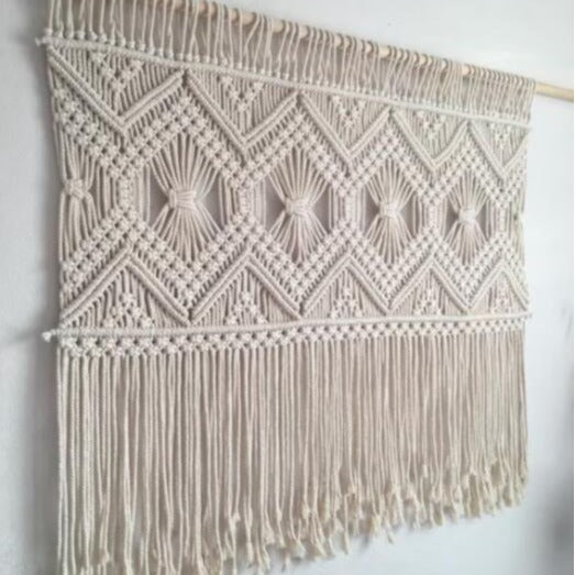 Macrame Wall Tapestry with Elegant Fringe | Kelmera