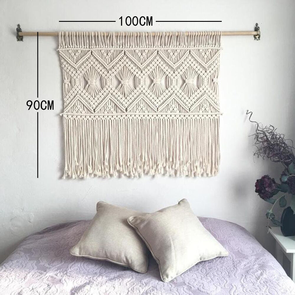 Macrame Wall Tapestry with Elegant Fringe | Kelmera