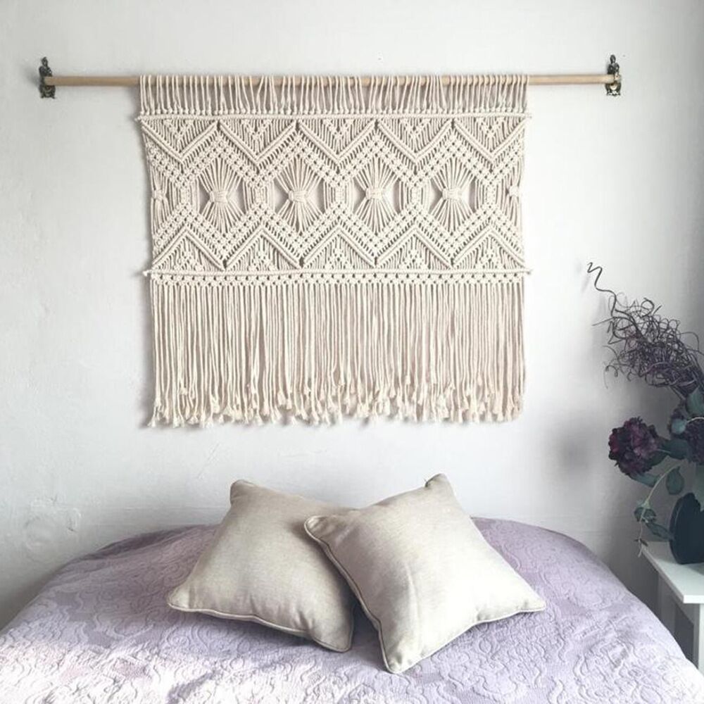 Macrame Wall Tapestry with Elegant Fringe | Kelmera