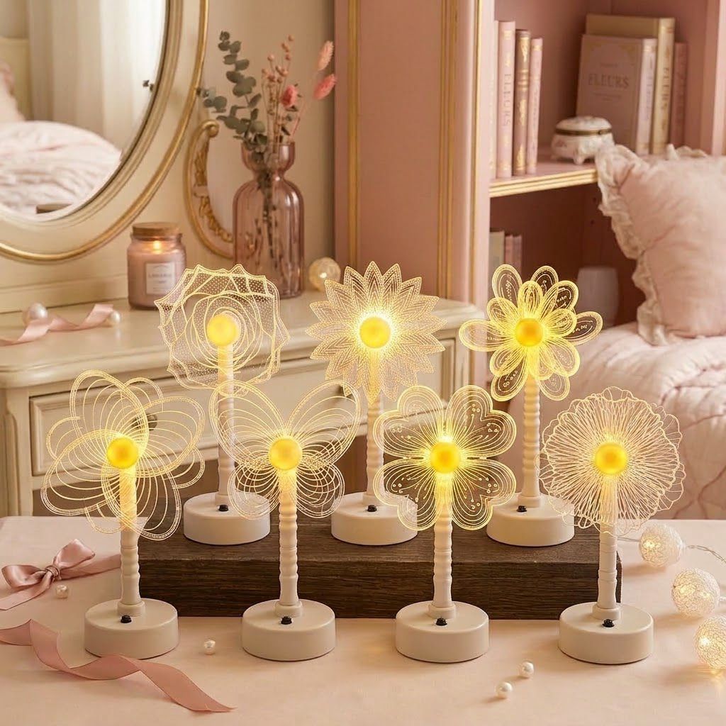 Mandala LED Three-Dimensional Illusion Night Light Table Lamp with Acrylic Flower Panel | Kelmera