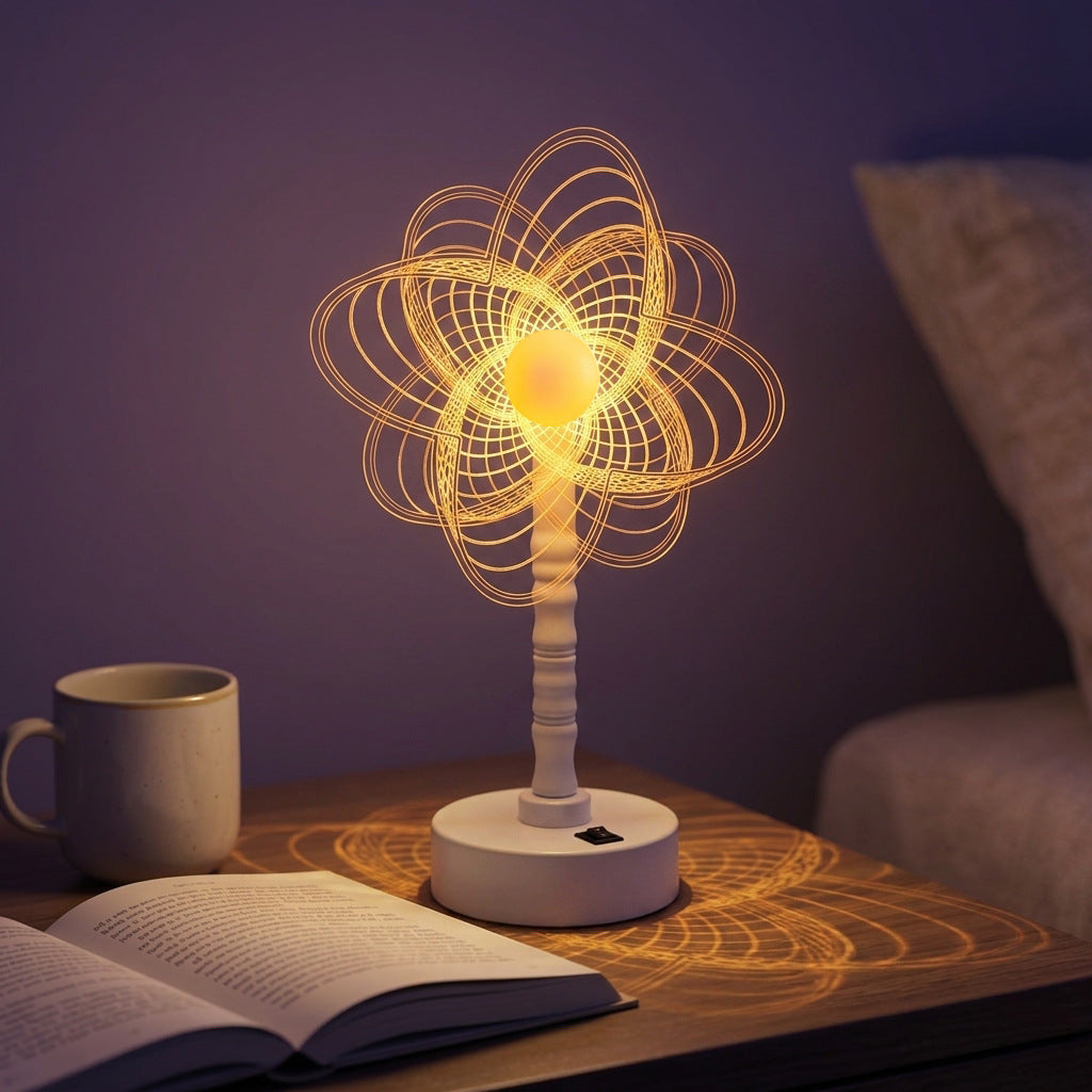 Mandala LED Three-Dimensional Illusion Night Light Table Lamp with Acrylic Flower Panel | Kelmera