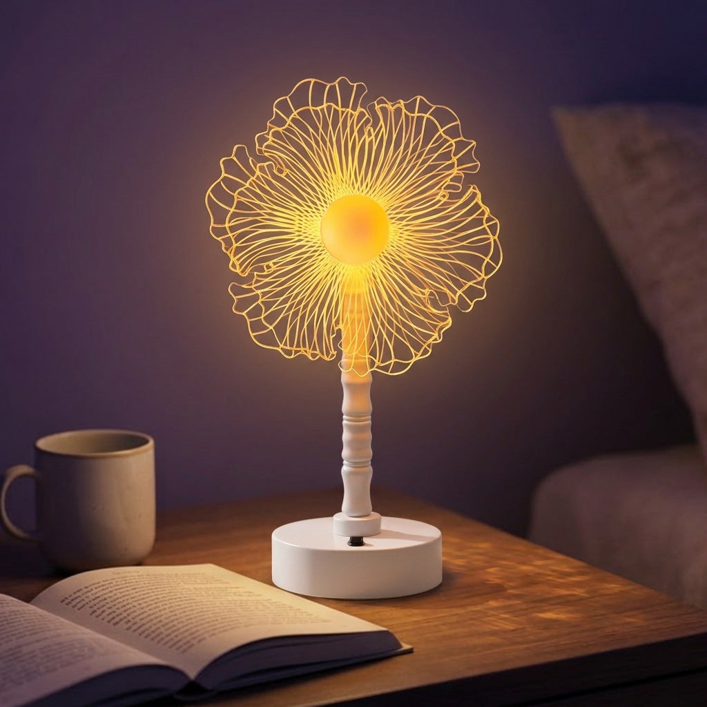 Mandala LED Three-Dimensional Illusion Night Light Table Lamp with Acrylic Flower Panel | Kelmera