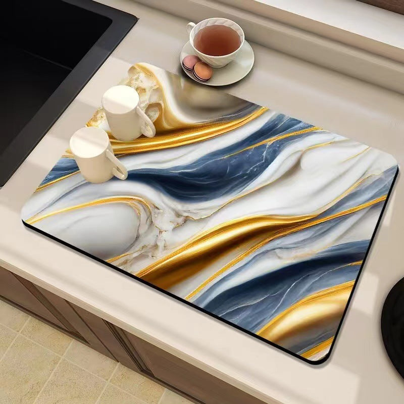 Marble-Inspired Kitchen Counter Mat | Kelmera