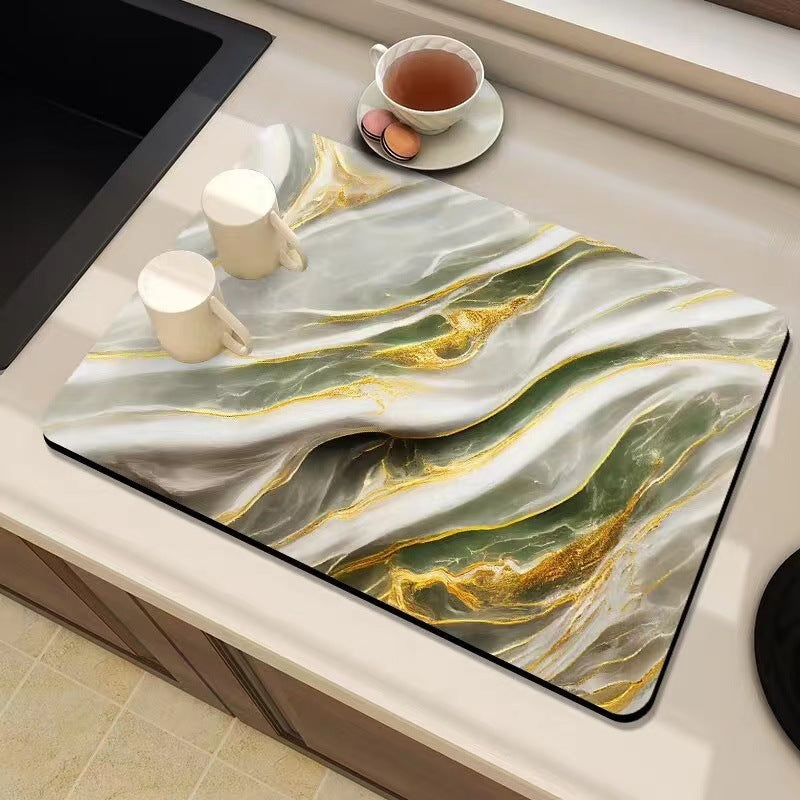 Marble-Inspired Kitchen Counter Mat | Kelmera