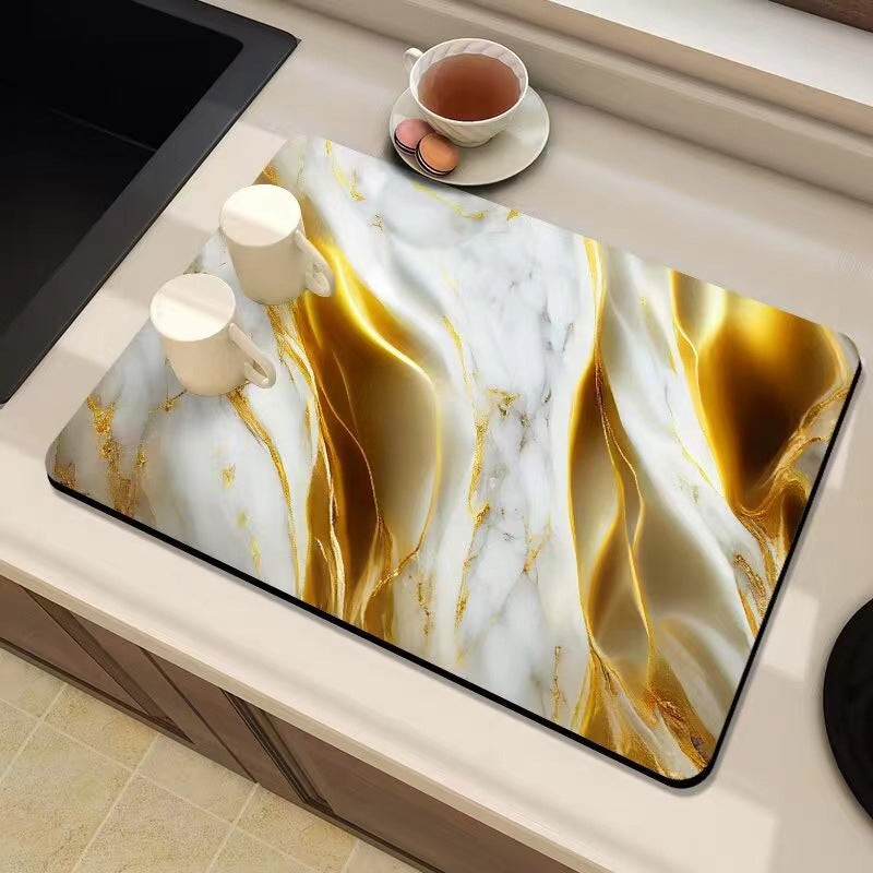 Marble-Inspired Kitchen Counter Mat | Kelmera