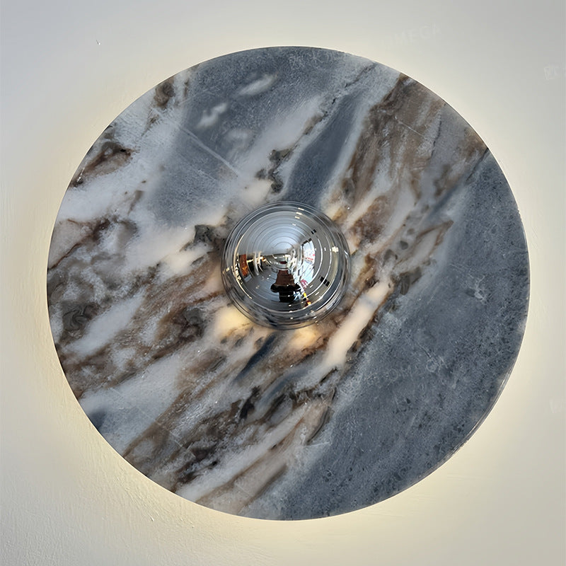Marble Pattern Background Illuminating Circular Wall Lamp Pair | Kelmera