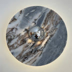 Marble Pattern Background Illuminating Circular Wall Lamp Pair | Kelmera