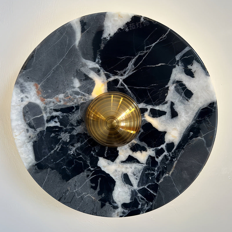 Marble Pattern Background Illuminating Circular Wall Lamp Pair | Kelmera