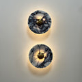 Marble Pattern Background Illuminating Circular Wall Lamp Pair | Kelmera