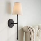 Metallic Vertical Wall Lamp with Cone-Shaped Fabric Shade | Kelmera