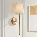Metallic Vertical Wall Lamp with Cone-Shaped Fabric Shade | Kelmera