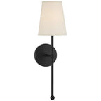 Metallic Vertical Wall Lamp with Cone-Shaped Fabric Shade | Kelmera