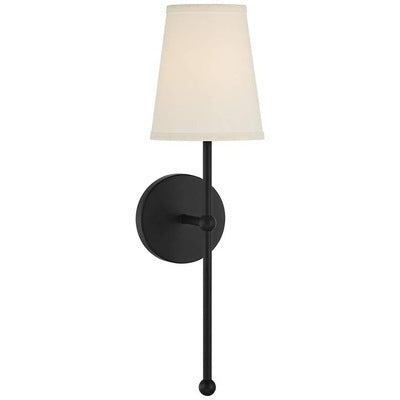 Metallic Vertical Wall Lamp with Cone-Shaped Fabric Shade | Kelmera