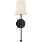 Metallic Vertical Wall Lamp with Cone-Shaped Fabric Shade | Kelmera