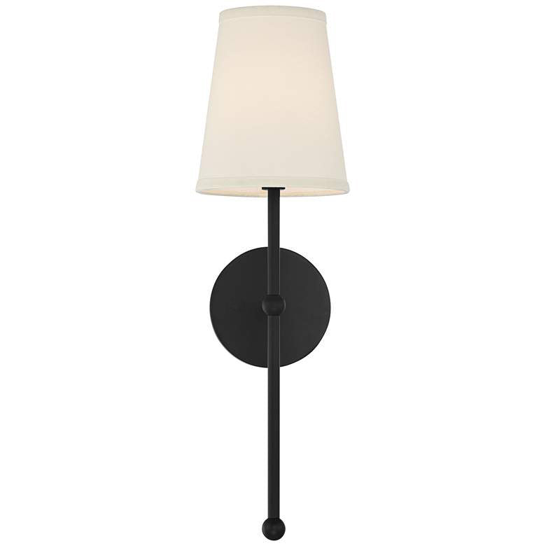 Metallic Vertical Wall Lamp with Cone-Shaped Fabric Shade | Kelmera
