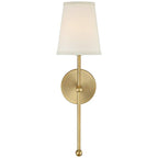 Metallic Vertical Wall Lamp with Cone-Shaped Fabric Shade | Kelmera