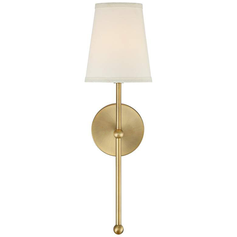 Metallic Vertical Wall Lamp with Cone-Shaped Fabric Shade | Kelmera