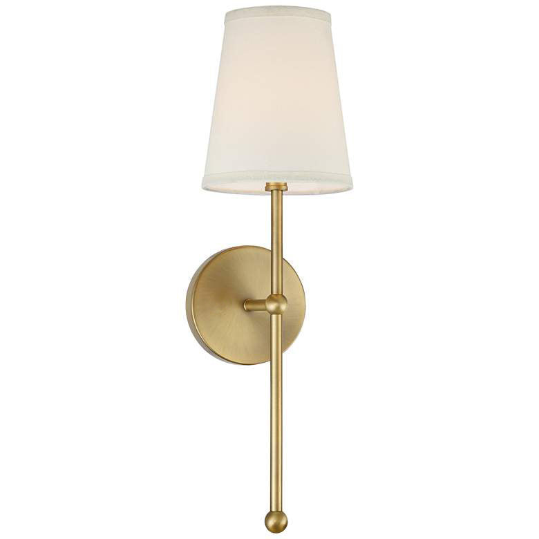 Metallic Vertical Wall Lamp with Cone-Shaped Fabric Shade | Kelmera
