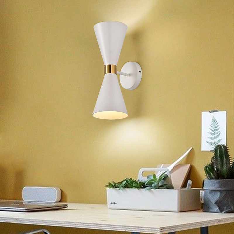 Mid-Century Double-Cone Wall Lamp with Brass Accent | Kelmera