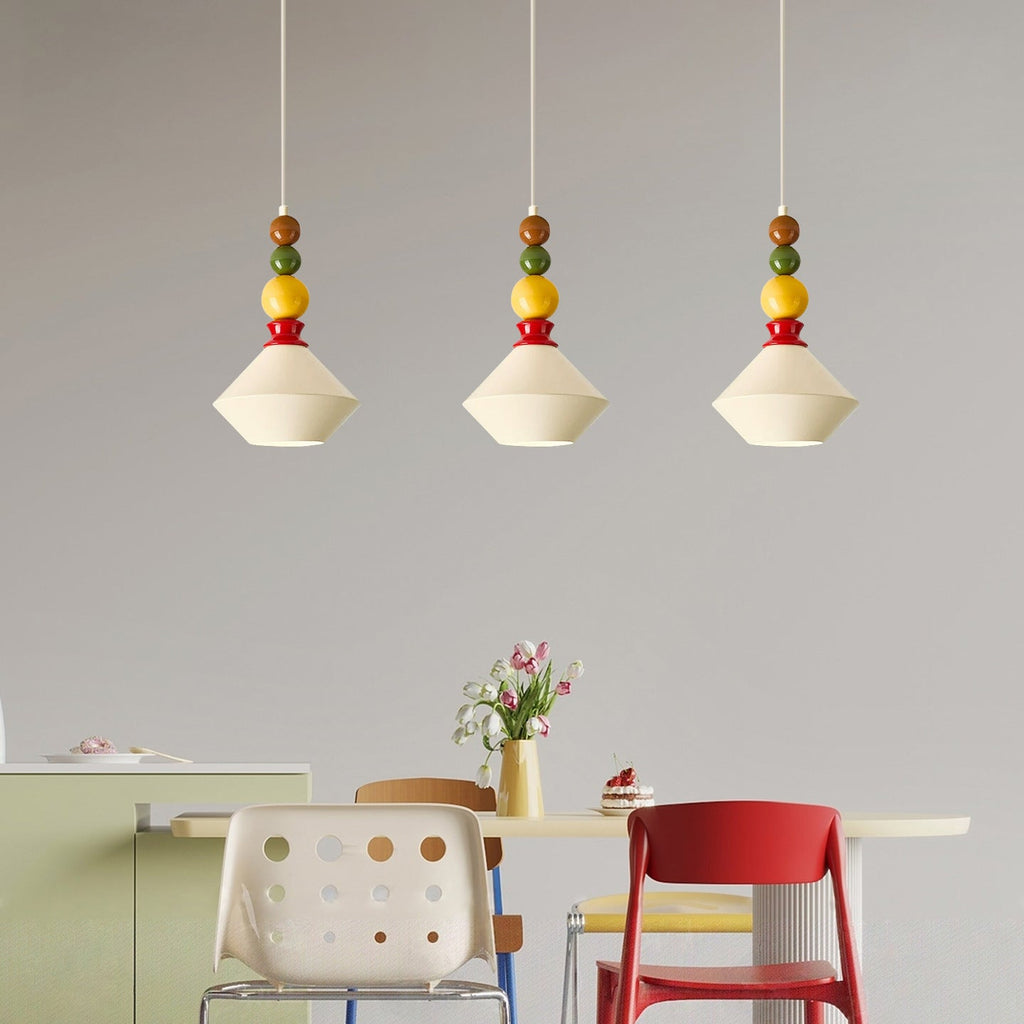 Mid-Century Geometric Ceramic Bead Pendant Light | Kelmera