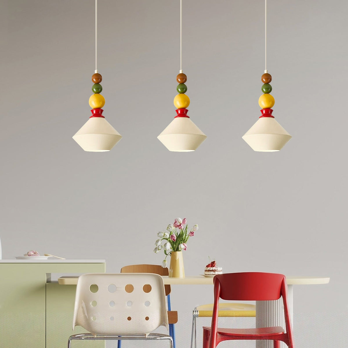 Mid-Century Geometric Ceramic Bead Pendant Light | Kelmera