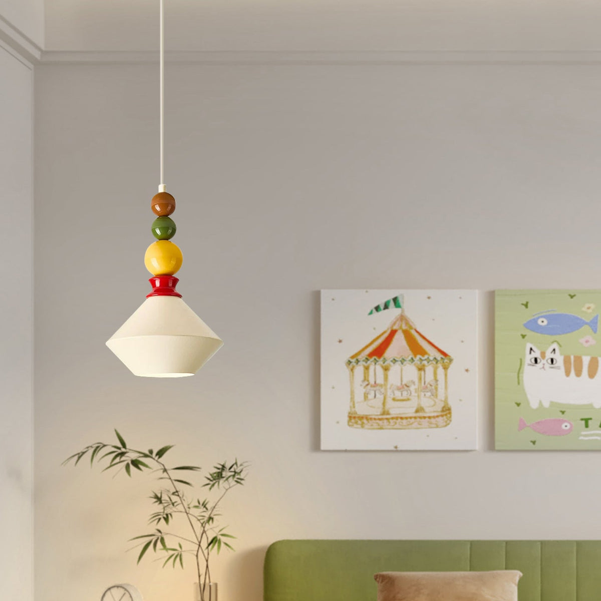 Mid-Century Geometric Ceramic Bead Pendant Light | Kelmera