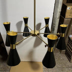 Mid-Century Six-Arm Double Cone Chandelier with Adjustable Swing Shades | Kelmera