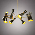 Mid-Century Six-Arm Double Cone Chandelier with Adjustable Swing Shades | Kelmera