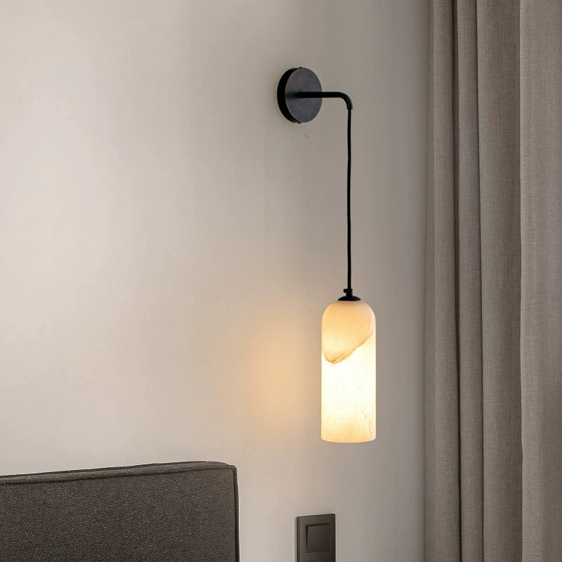Minimalist Alabaster Marble-Effect Wall Pendant Light | Kelmera