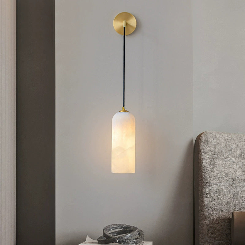 Minimalist Alabaster Marble-Effect Wall Pendant Light | Kelmera