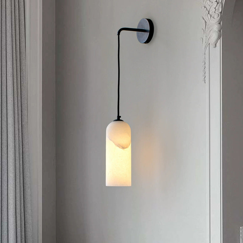 Minimalist Alabaster Marble-Effect Wall Pendant Light | Kelmera