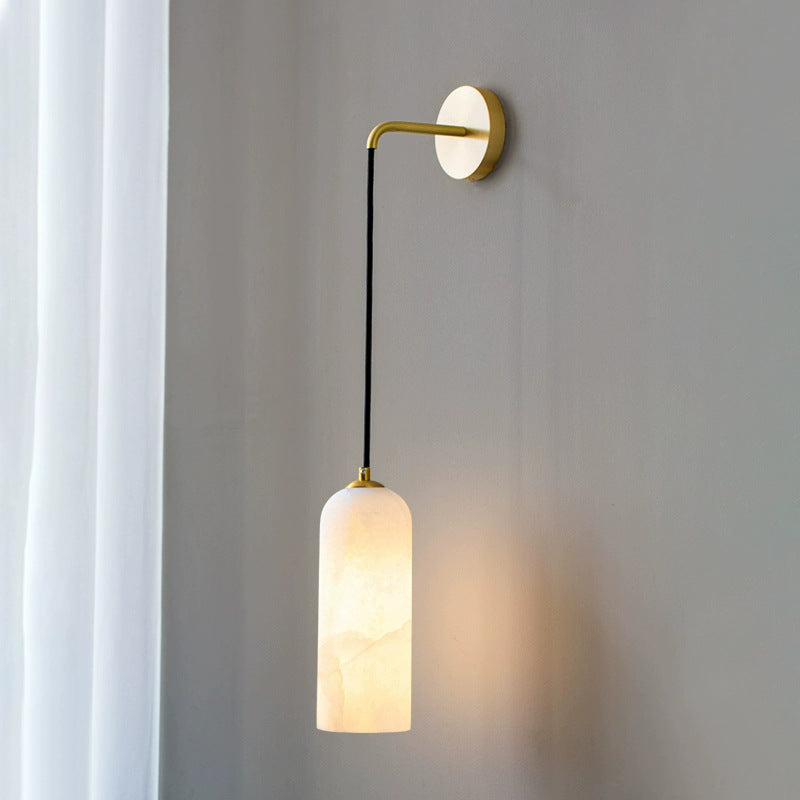Minimalist Alabaster Marble-Effect Wall Pendant Light | Kelmera