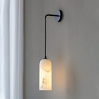 Minimalist Alabaster Marble-Effect Wall Pendant Light | Kelmera