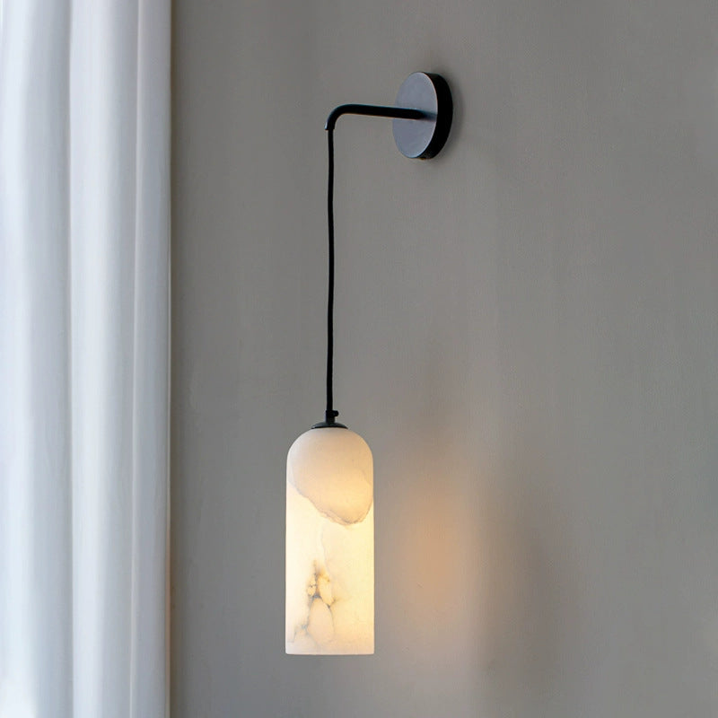 Minimalist Alabaster Marble-Effect Wall Pendant Light | Kelmera