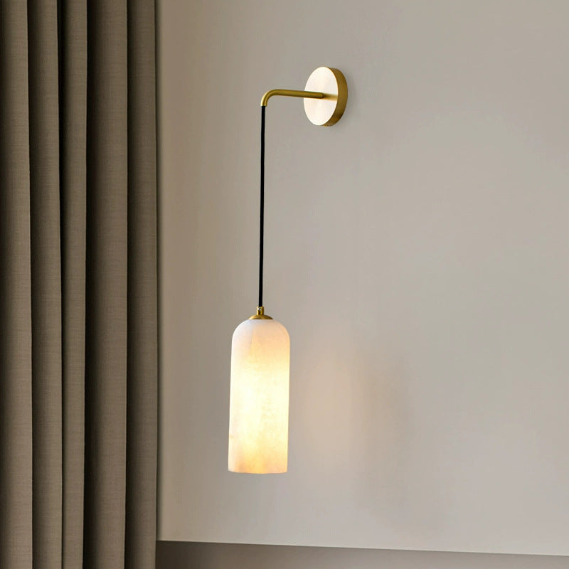 Minimalist Alabaster Marble-Effect Wall Pendant Light | Kelmera
