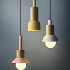 Minimalist Wood and Metal Pendant Lamp with Small Shade Dome | Kelmera