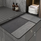 Modern Geometric Bath Mat Polyester Textile Non Slip | Kelmera