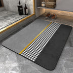 Modern Geometric Bath Mat Polyester Textile Non Slip | Kelmera
