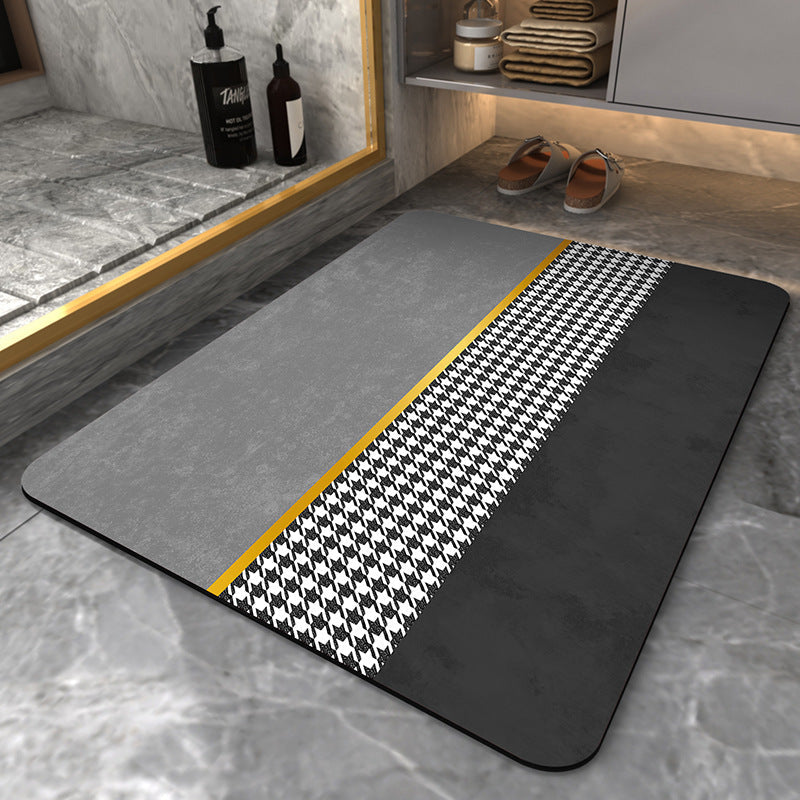 Modern Geometric Bath Mat Polyester Textile Non Slip | Kelmera