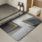 Modern Geometric Bath Mat Polyester Textile Non Slip | Kelmera